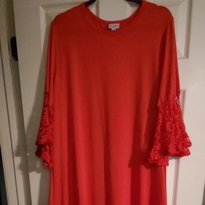 Lularoe Maurine Dress Solid True Red Sz 2XL